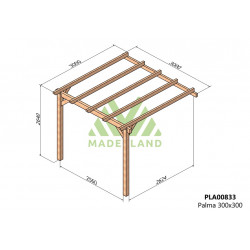 Pergola en bois adossée - modèle PALMA - 300 x 300 cm - Maderland