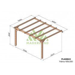 Pergola en bois adossée - modèle PALMA - 400 x 300 cm - Maderland