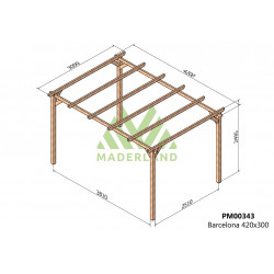 Pergola en bois autoportante - modèle BARCELONA - 420 x 300 cm - Maderland