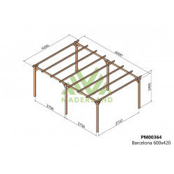 Pergola en bois autoportante - modèle BARCELONA - 600 x 420 cm - Maderland