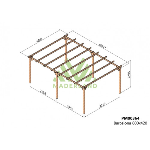 Pergola en bois autoportante - modèle BARCELONA - 600 x 420 cm - Maderland