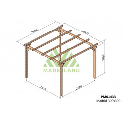 Pergola en bois autoportante - modèle MADRID - 300 x 300 cm - Maderland