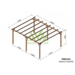 Pergola en bois autoportante - modèle MADRID - 510 x 420 cm - Maderland