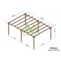 Pergola en bois autoportante - modèle MADRID - 600 x 420 cm - Maderland