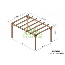 Pergola en bois autoportante - modèle CAMBADOS - 420 x 300 cm - Maderland