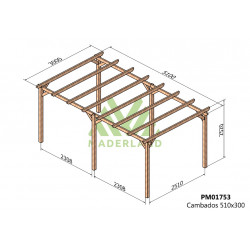 Pergola en bois autoportante - modèle CAMBADOS - 510 x 300 cm - Maderland