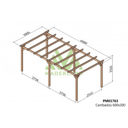 Pergola en bois autoportante - modèle CAMBADOS - 600 x 300 cm - Maderland