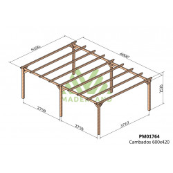 Pergola en bois autoportante - modèle CAMBADOS - 600 x 420 cm - Maderland