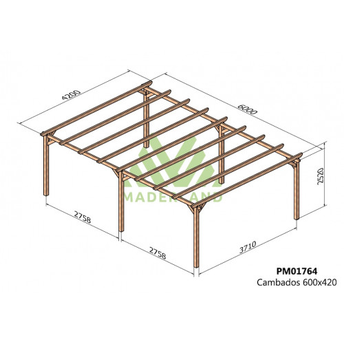 Pergola en bois autoportante - modèle CAMBADOS - 600 x 420 cm - Maderland