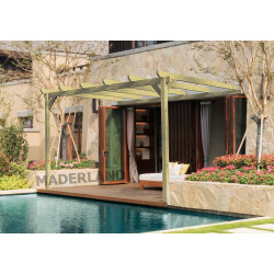 Pergola en bois adossée - modèle NARBONNE - 300 x 300 cm de marque Maderland, référence: J8917200