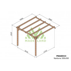 Pergola en bois adossée - modèle NARBONNE - 300 x 300 cm - Maderland