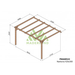 Pergola en bois adossée - modèle NARBONNE - 420 x 300 cm - Maderland