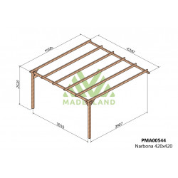 Pergola en bois adossée - modèle NARBONNE - 420 x 420 cm - Maderland