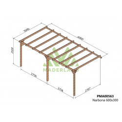 Pergola en bois adossée - modèle NARBONNE - 600 x 300 cm - Maderland