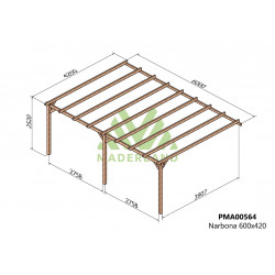 Pergola en bois adossée - modèle NARBONNE - 600 x 420 cm - Maderland