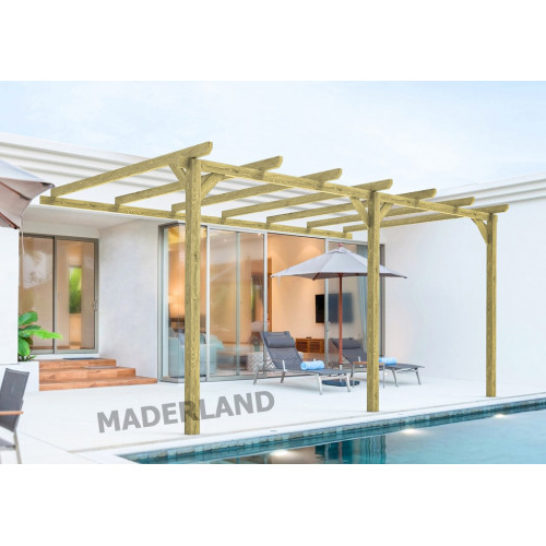 Pergola en bois adossée - modèle OVIEDO - 420 x 300 cm - Maderland