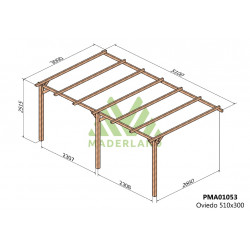 Pergola en bois adossée - modèle OVIEDO - 510 x 300 cm - Maderland