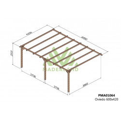 Pergola en bois adossée - modèle OVIEDO - 600 x 420 cm - Maderland