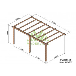 Pergola en bois adossée - modèle LLORET - 510 x 300 cm - Maderland