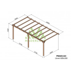 Pergola en bois adossée - modèle LLORET - 600 x 300 cm - Maderland