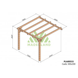 Pergola en bois adossée - modèle CÁDIZ - 300 x 300 cm - Maderland