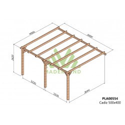 Pergola en bois adossée - modèle CÁDIZ - 500 x 400 cm - Maderland