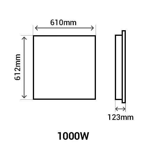 Radiateur gris à inertie pierre - CALDERA II - 1000W - 61x61,2x12,3 cm - programmable - détection fenêtre et présence - Noirot