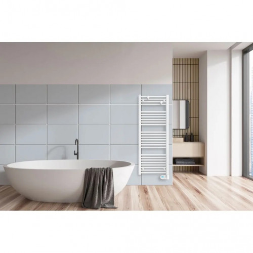 Radiateur sèche-serviettes - FLO BAIN II - fluide - 750W - 50x140x12,2 cm - programmable - 2 patères incluses - blanc - Noirot