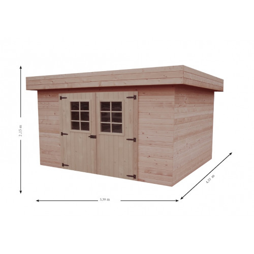 Abri Mono Pente 14,75 m² – Épicéa Massif 28 mm – Bac Acier – Sans Plancher - HABRITA