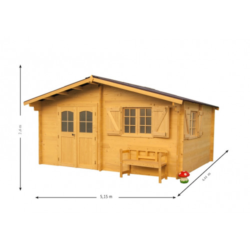 Abri Nancy Double Pente 22,87 m² – Épicéa Massif 42 mm – Plaques Ondulées Bitumées – Sans Plancher - HABRITA