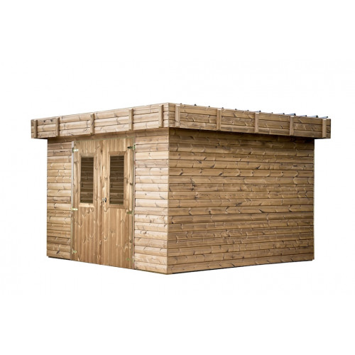 Abri Thalasso Toit Plat 11,22 m² – Bois Thermochauffé – Bac Acier – Sans Plancher - HABRITA