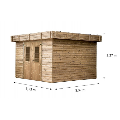 Abri Thalasso Toit Plat 11,22 m² – Bois Thermochauffé – Bac Acier – Sans Plancher - HABRITA