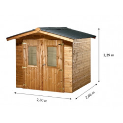 Abri Thermabri Double Pente 7,45 m² – Bois Thermochauffé – Plaques Ondulées Bitumées – Sans Plancher de marque HABRITA, référence: J4611800