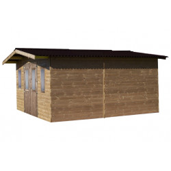 Abri Thermabri Double Pente 24,33 m² – Bois Thermochauffé – Plaques Ondulées Bitumées – Sans Plancher - HABRITA