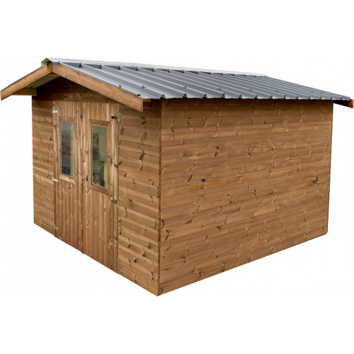 Abri Thermabri Double Pente 12,31 m² – Bois Thermochauffé – Bac Acier – Sans Plancher - HABRITA