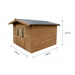 Abri Thermabri Double Pente 12,31 m² – Bois Thermochauffé – Bac Acier – Sans Plancher - HABRITA