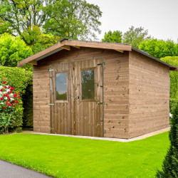 Abri Thermabri Double Pente 12,31 m² – Bois Thermochauffé – Bac Acier – Sans Plancher - HABRITA