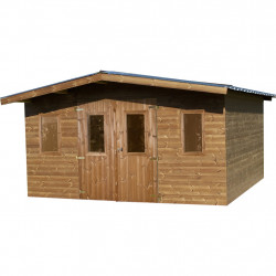 Abri Thermabri Double Pente 15,14 m² – Bois Thermochauffé – Bac Acier – Sans Plancher de marque HABRITA, référence: J4612500