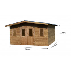 Abri Thermabri Double Pente 15,14 m² – Bois Thermochauffé – Bac Acier – Sans Plancher - HABRITA