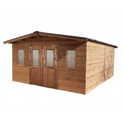 Abri Thermabri Double Pente 24,30 m² – Bois Thermochauffé – Bac Acier – Sans Plancher de marque HABRITA, référence: J4612700