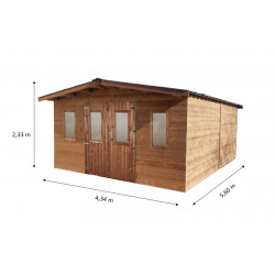 Abri Thermabri Double Pente 24,30 m² – Bois Thermochauffé – Bac Acier – Sans Plancher - HABRITA