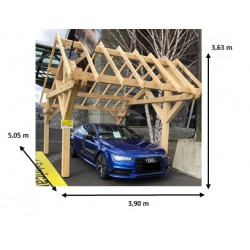 Auvent Asymétrique 19,70 m² – Sapin du Nord Contrecollé – Structure en Bois – Sans Couverture de marque HABRITA, référence: J5405300