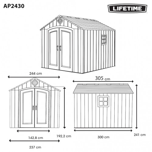 Abri de Jardin - AP2430BO – 7,44 m² – Résine PEHD et Acier – Avec Plancher - HABRITA