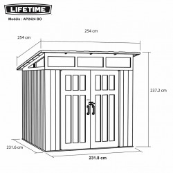 Abri de Jardin 6,45 m² – Résine PEHD et Acier – Avec Plancher de marque HABRITA, référence: J8108000