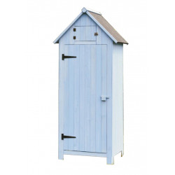 Armoire de Rangement 0,41 m² – Bois Lasuré Bleu – Toit Bitumé - HABRITA