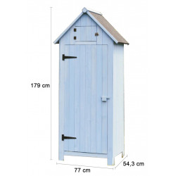 Armoire de Rangement 0,41 m² – Bois Lasuré Bleu – Toit Bitumé - HABRITA