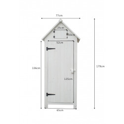 Armoire de Rangement 0,41 m² – Bois Lasuré Blanc – Toit Bitumé - HABRITA