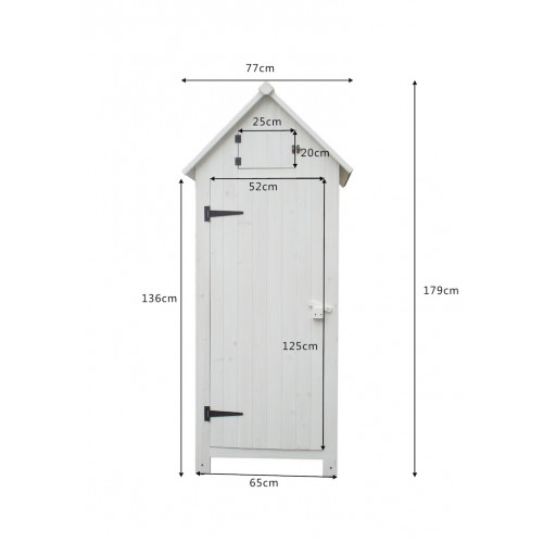 Armoire de Rangement 0,41 m² – Bois Lasuré Blanc – Toit Bitumé - HABRITA