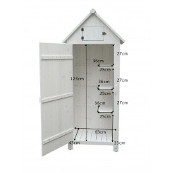 Armoire de Rangement 0,41 m² – Bois Lasuré Blanc – Toit Bitumé - HABRITA