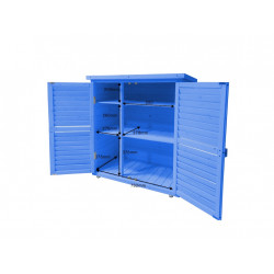 Armoire de Rangement 0,25 m³ – Bois Lasuré Bleu – Toit Bitumé - HABRITA